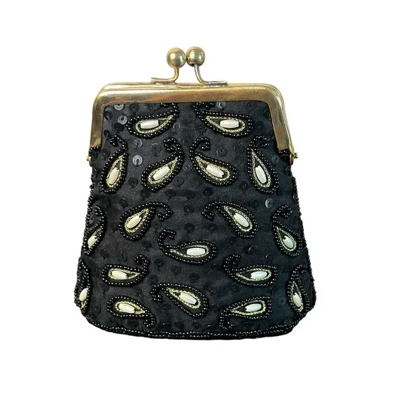 David Jeffery Handmade Coin Bag in Black and Gold - Picture 1 of 7